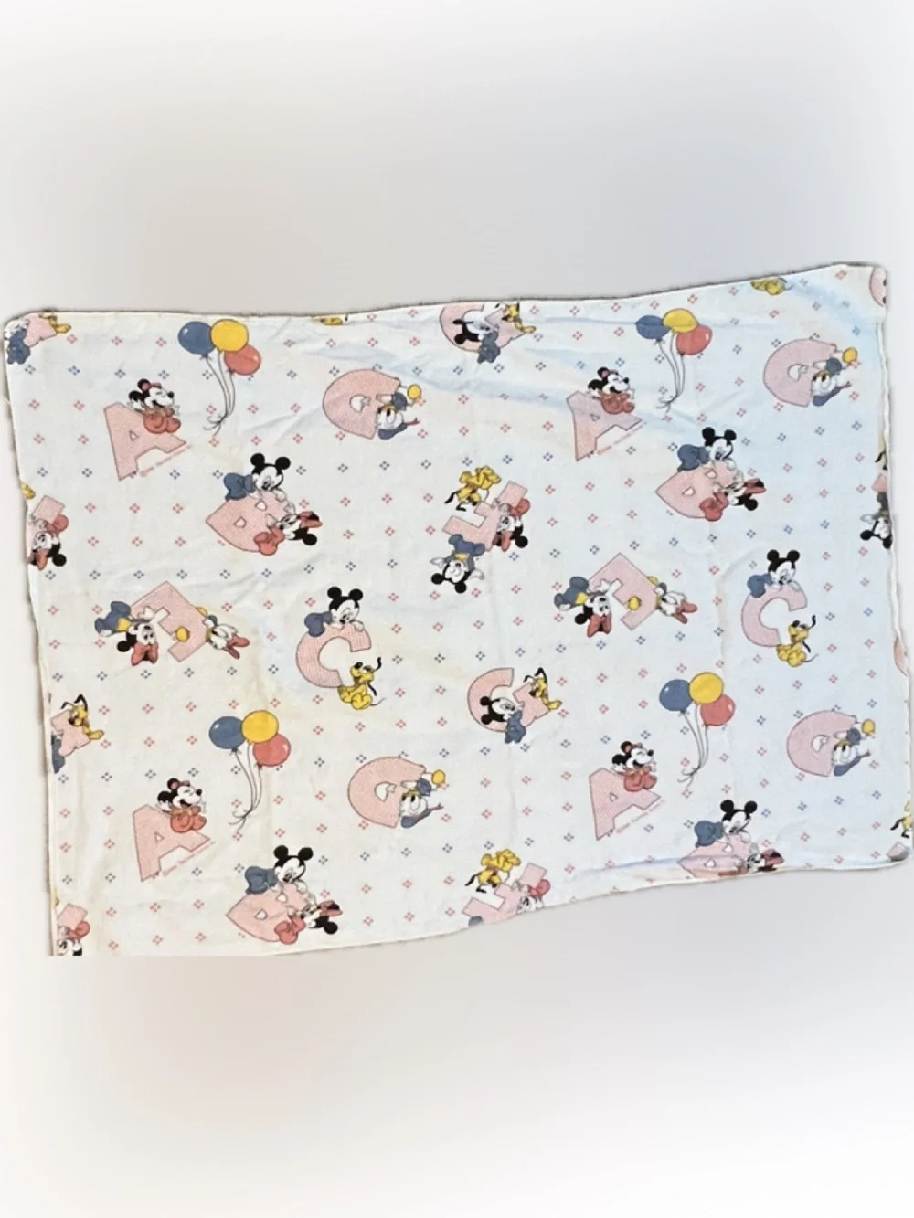 💥Vintage Disney Dundee Minnie Mouse Alphabet Print Baby Fleece Blanket